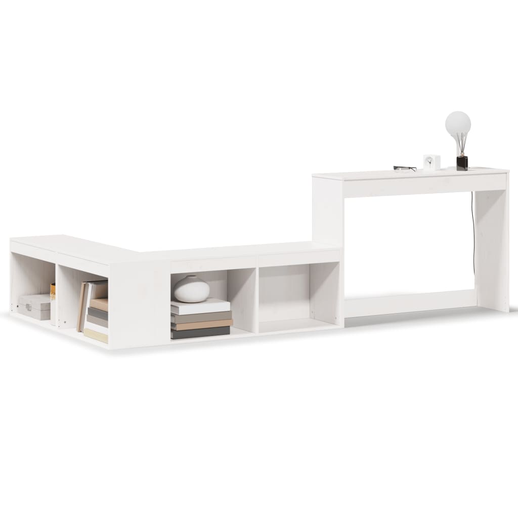 Table de chevet avec bureau Blanc 232 x 122 x 75 cm Bois massif Pin