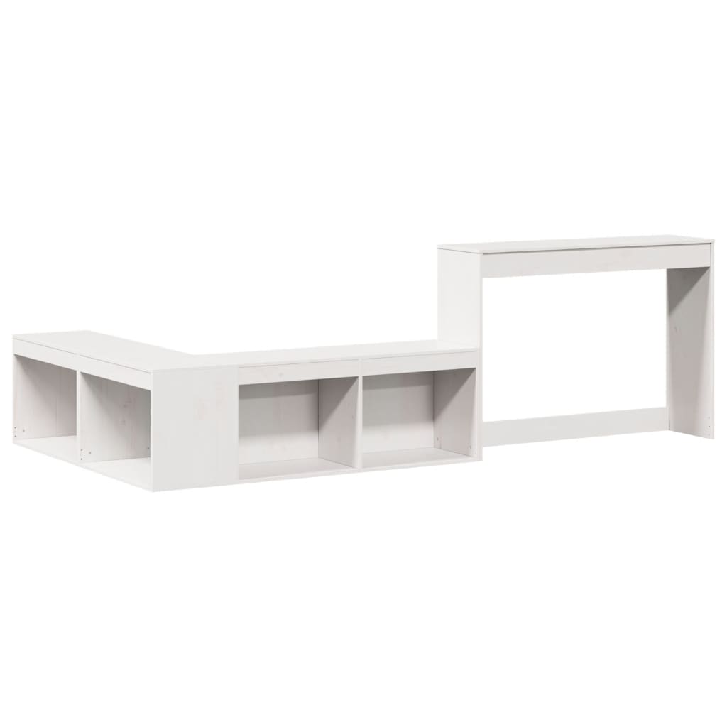 Table de chevet avec bureau Blanc 232 x 122 x 75 cm Bois massif Pin