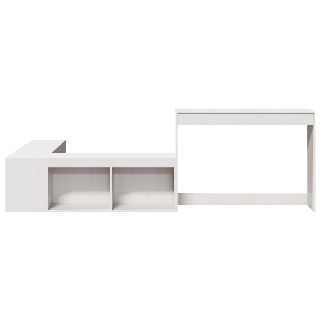 Table de chevet avec bureau Blanc 232 x 122 x 75 cm Bois massif Pin