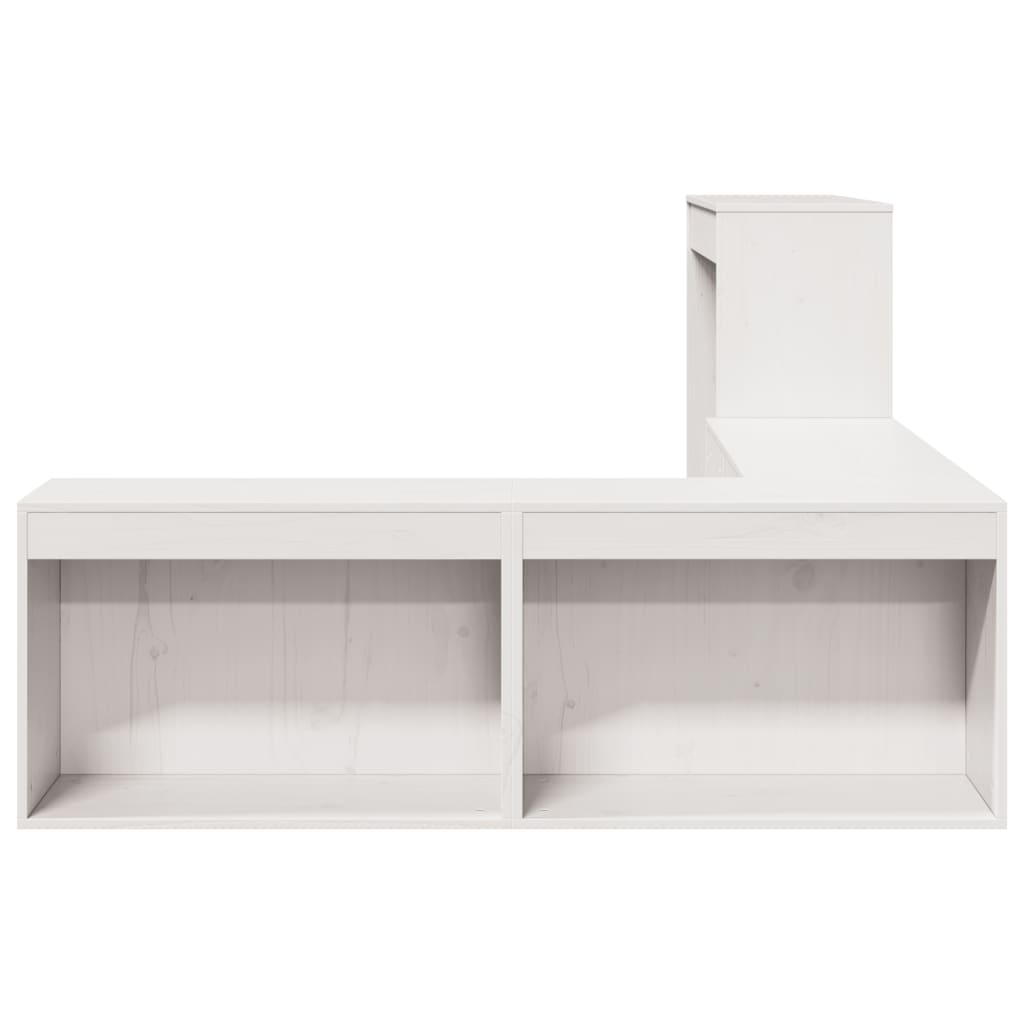 Table de chevet avec bureau Blanc 232 x 122 x 75 cm Bois massif Pin