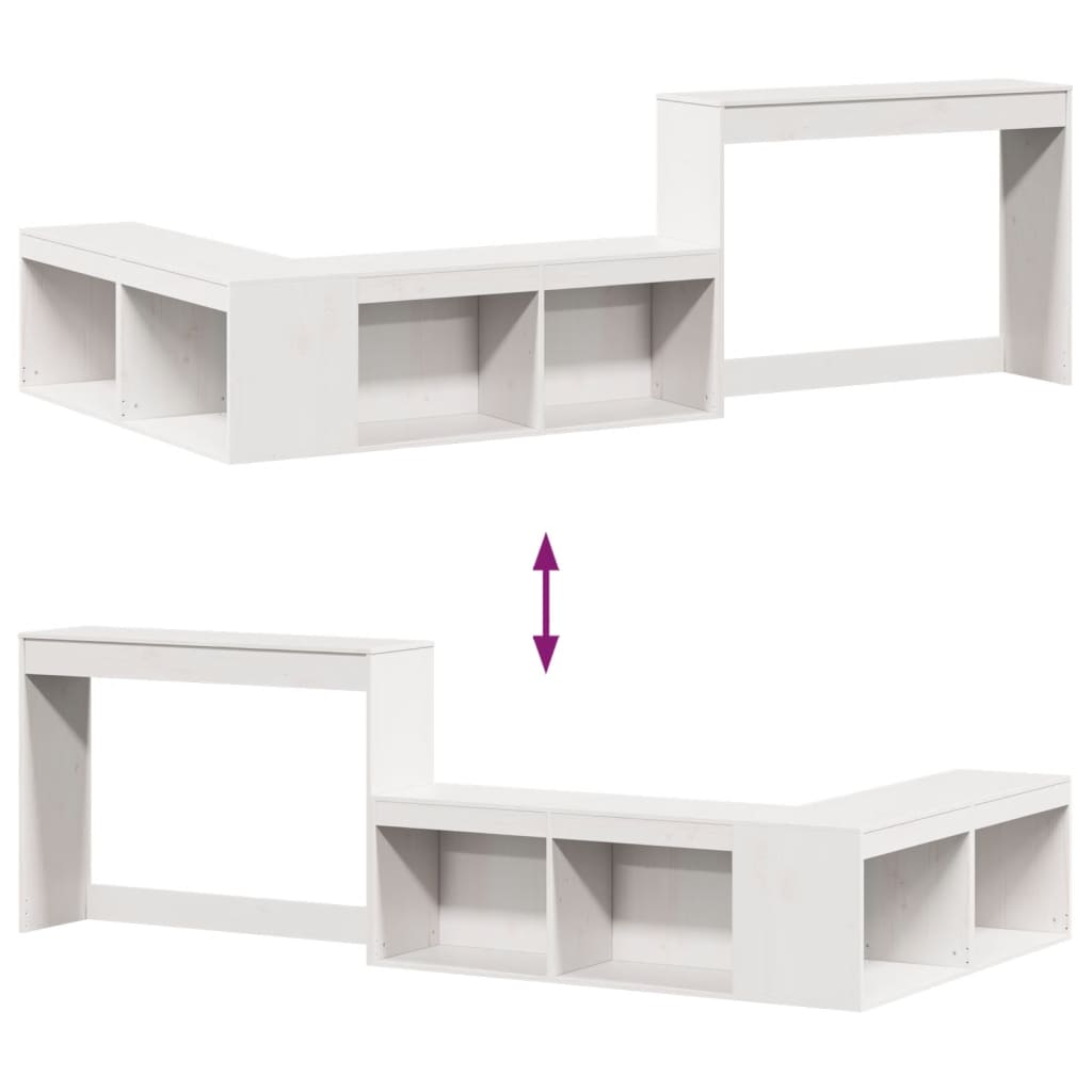 Table de chevet avec bureau Blanc 232 x 122 x 75 cm Bois massif Pin