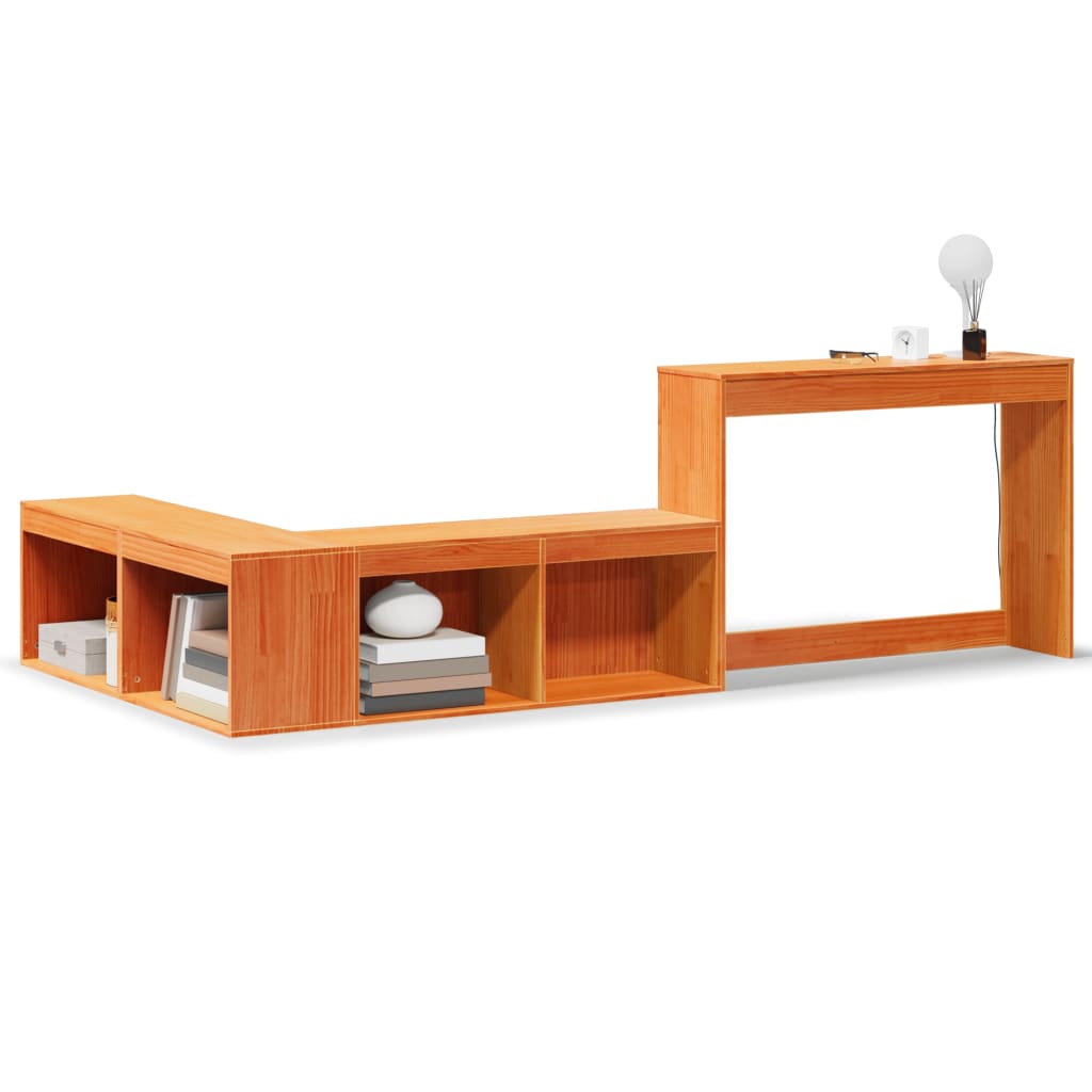 Table de chevet avec bureau cire marron bois de pin massif - XIOS