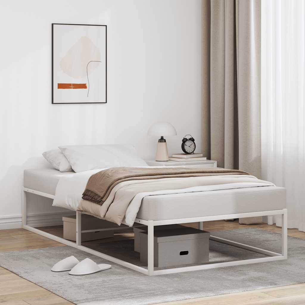 Cadre de lit sans matelas blanc 90x200 cm métal - XIOS