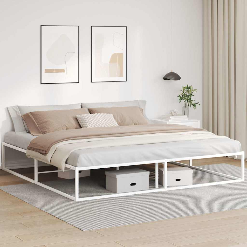 Cadre de lit sans matelas blanc 200x200 cm métal - XIOS