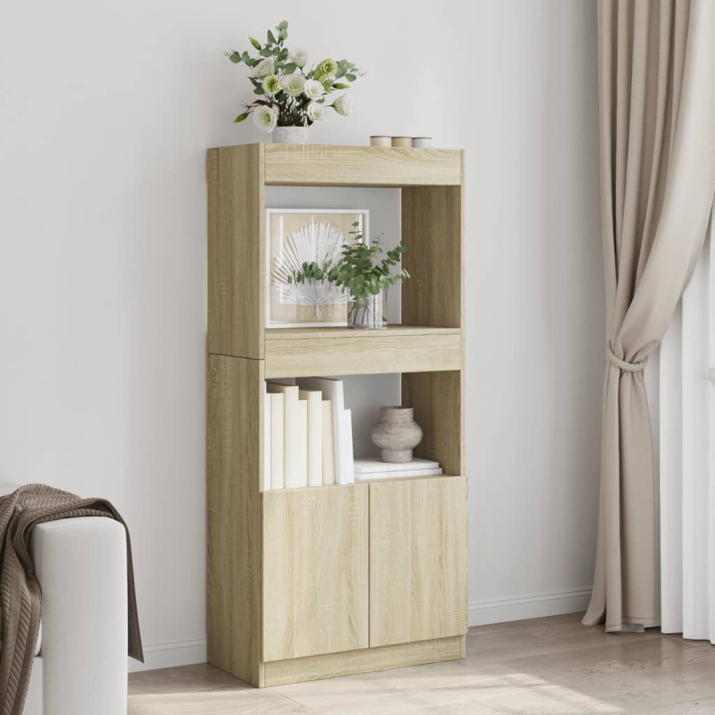 Buffet haut chêne sonoma 63x33x140 cm bois d'ingénierie - XIOS