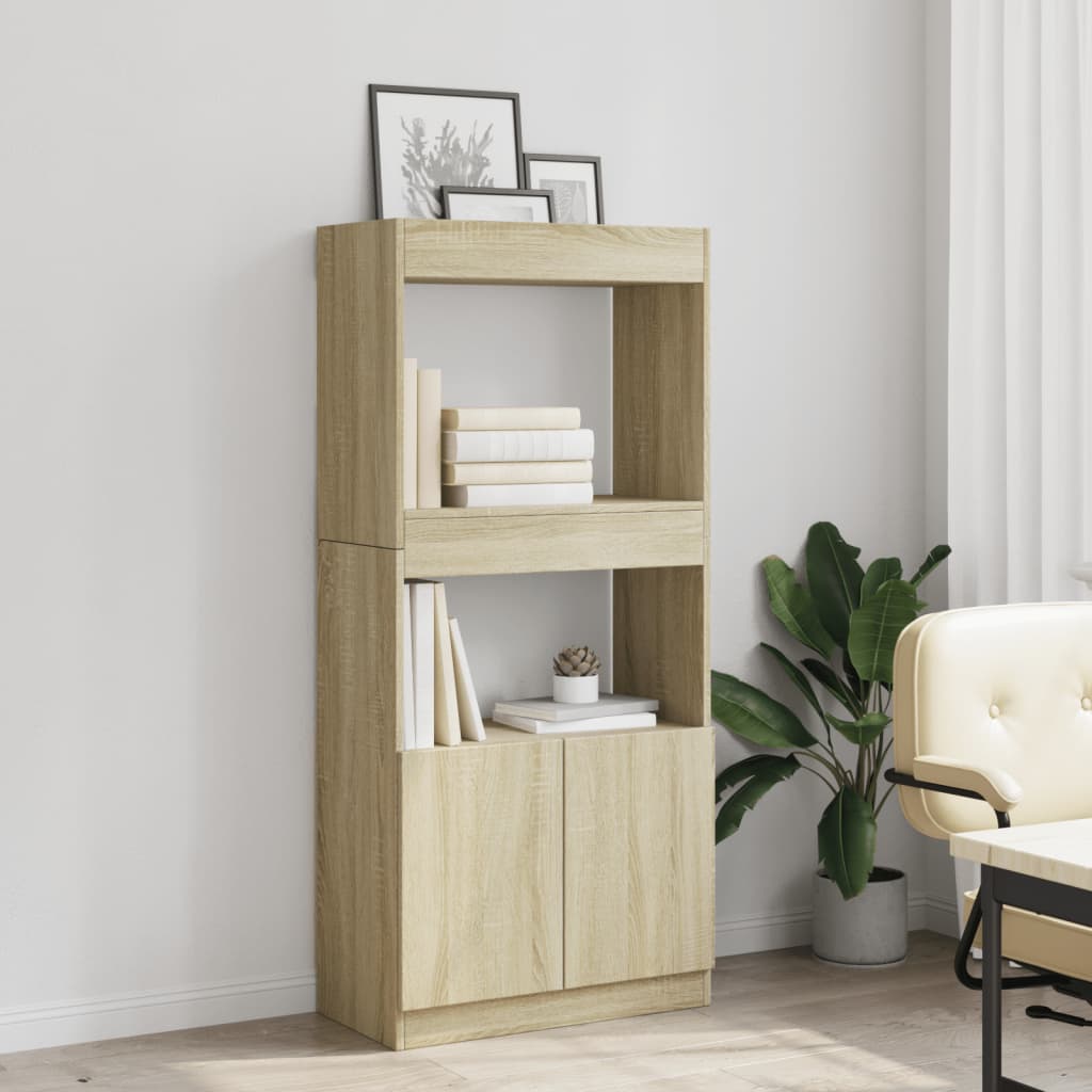 Buffet haut chêne sonoma 63x33x140 cm bois d'ingénierie - XIOS