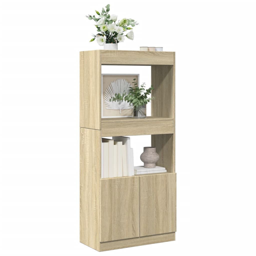 Buffet haut chêne sonoma 63x33x140 cm bois d'ingénierie - XIOS