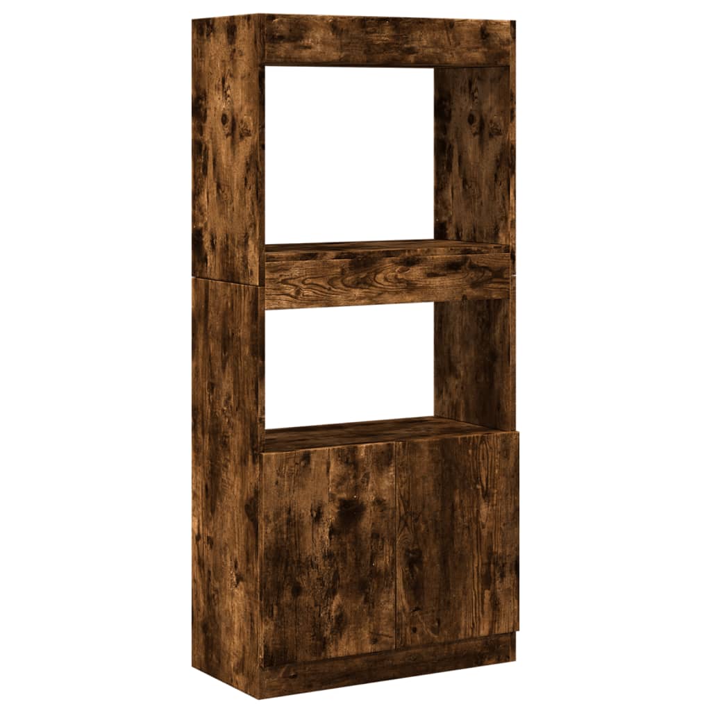 Buffet haut chêne fumé 63x33x140 cm bois d'ingénierie - XIOS