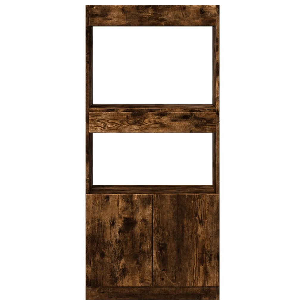 Buffet haut chêne fumé 63x33x140 cm bois d'ingénierie - XIOS
