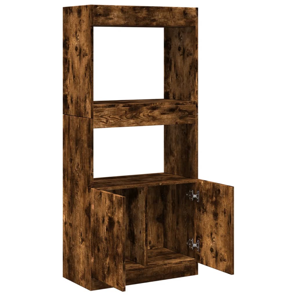 Buffet haut chêne fumé 63x33x140 cm bois d'ingénierie - XIOS