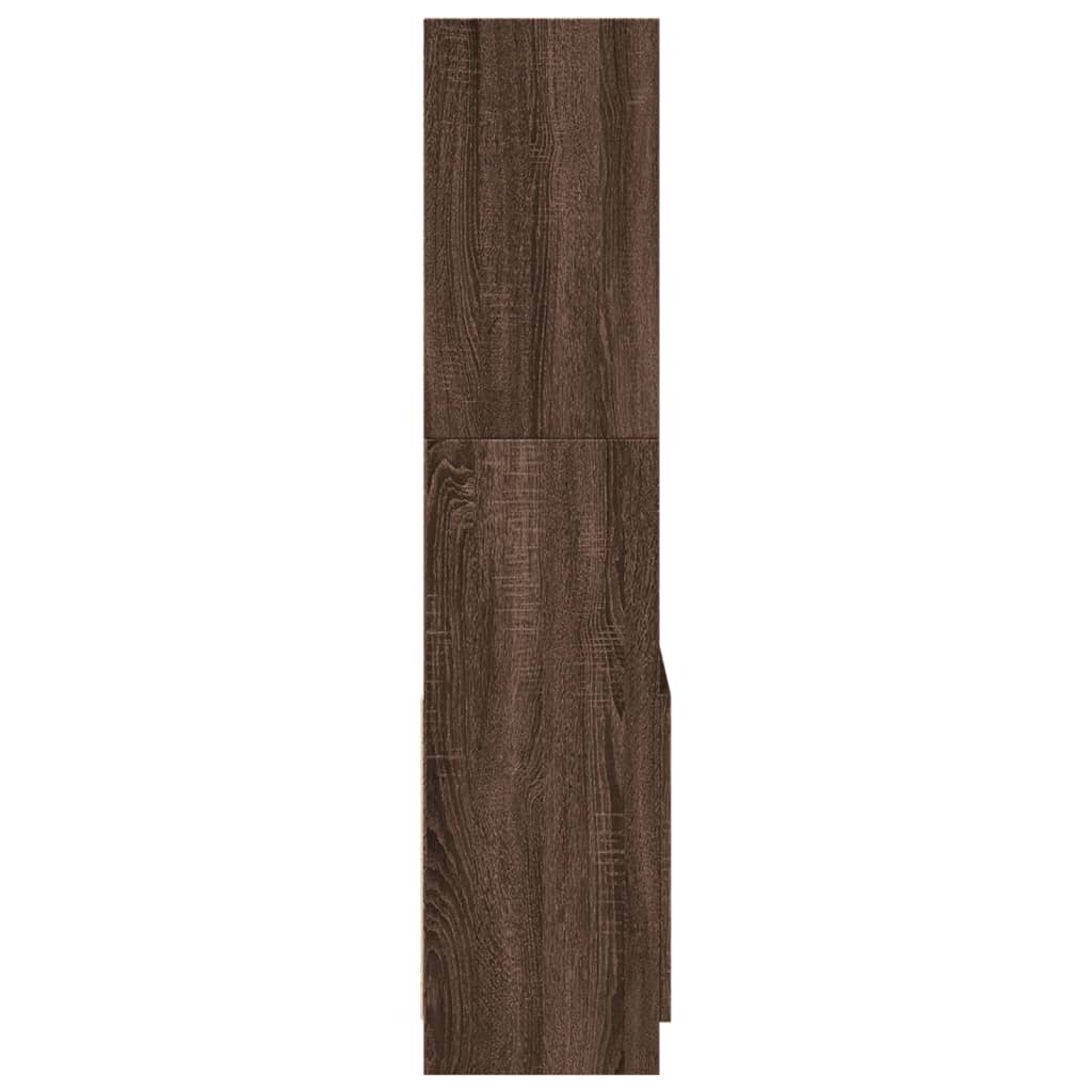 Buffet haut chêne marron 63x33x140 cm bois d'ingénierie - XIOS