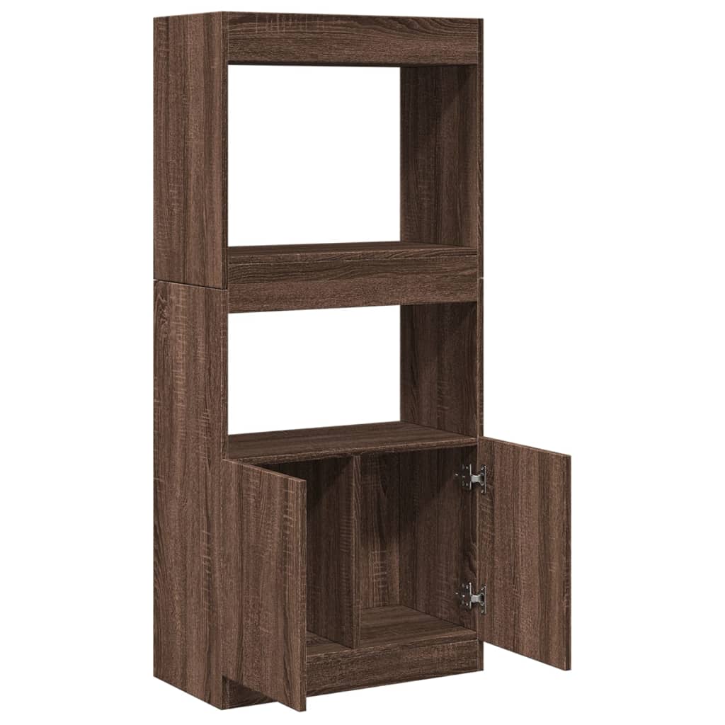 Buffet haut chêne marron 63x33x140 cm bois d'ingénierie - XIOS