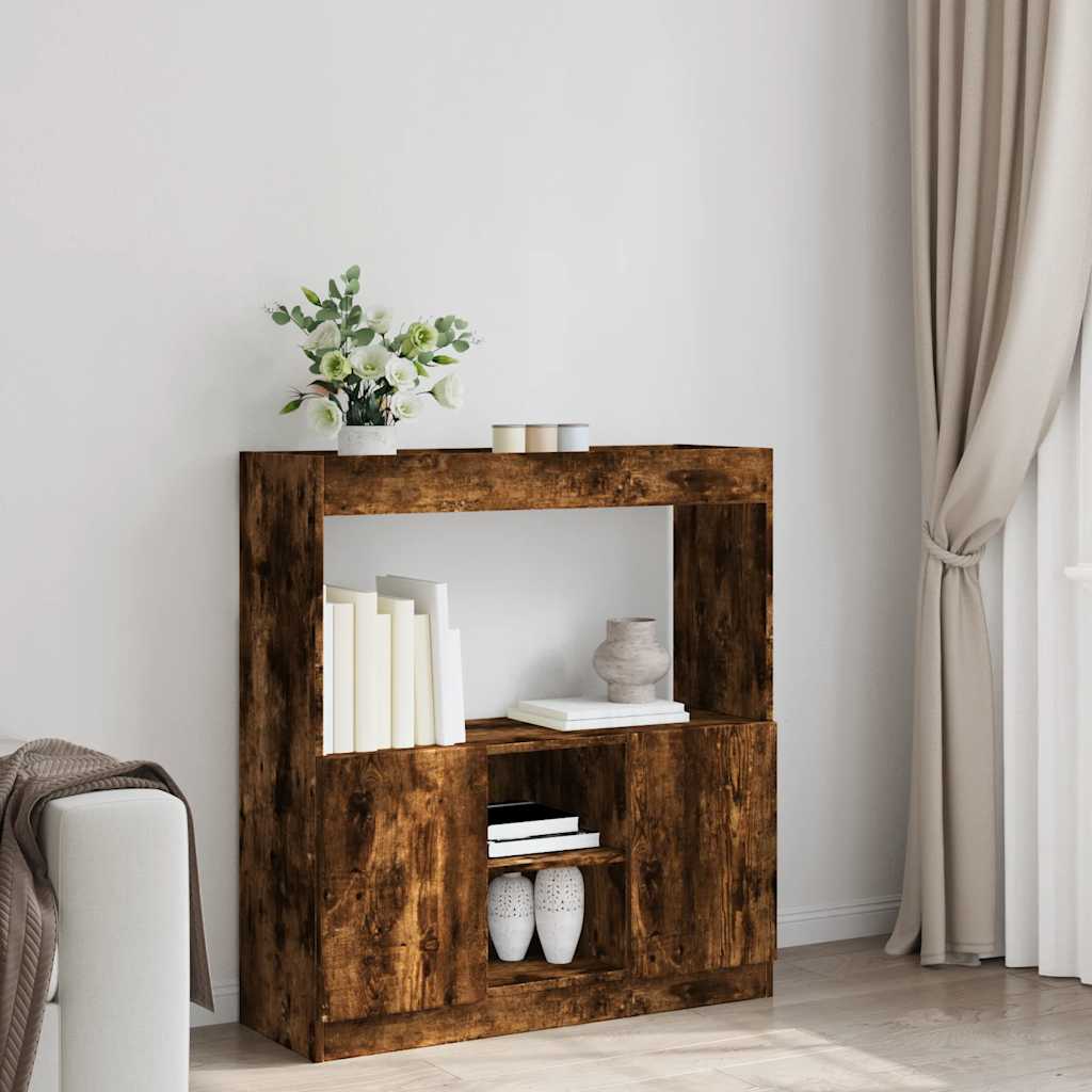 Buffet haut chêne fumé 92x33x100 cm bois d'ingénierie - XIOS