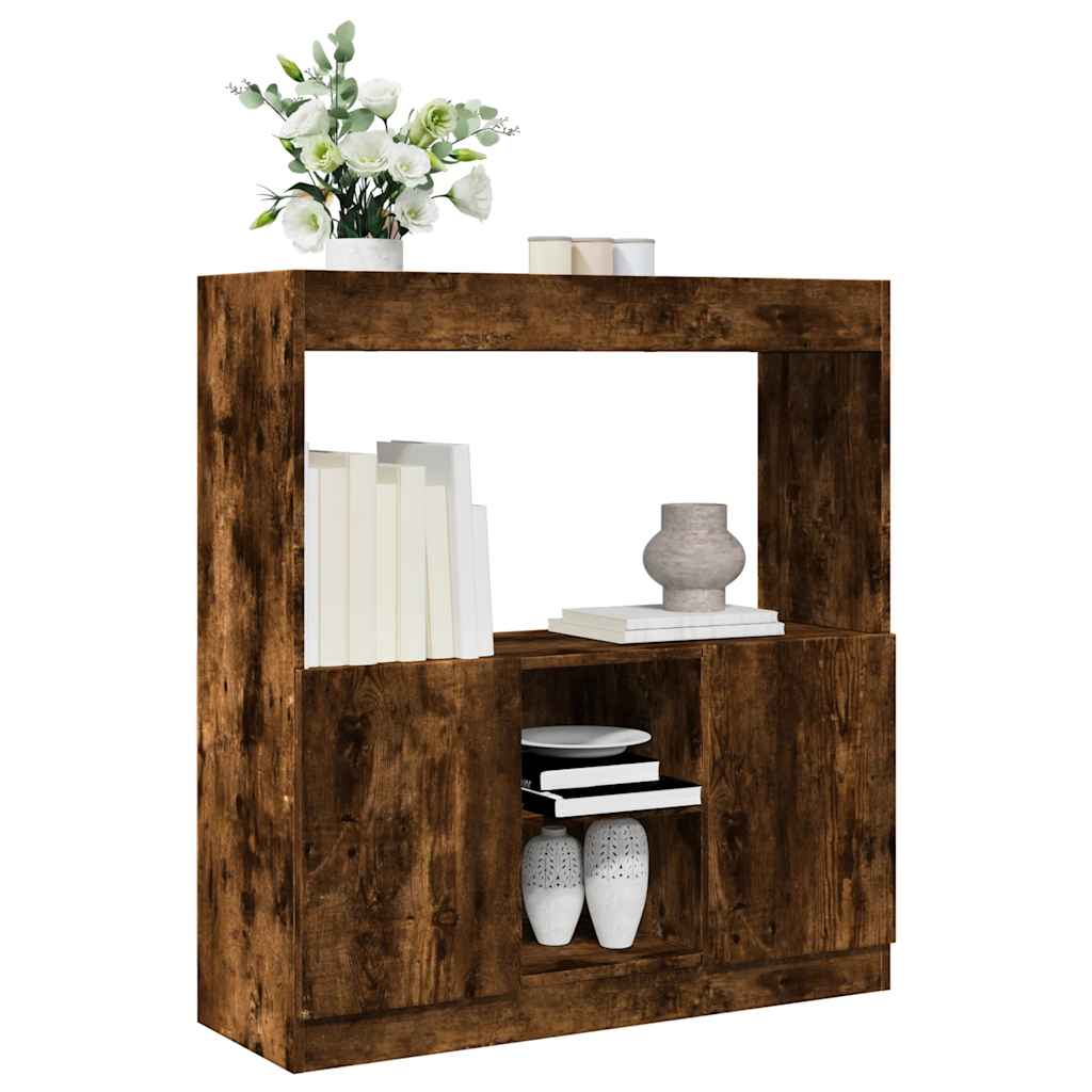 Buffet haut chêne fumé 92x33x100 cm bois d'ingénierie - XIOS