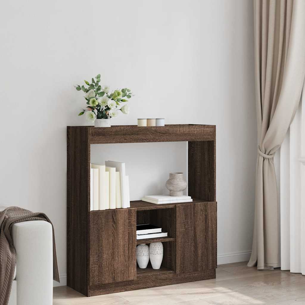 Buffet haut chêne marron 92x33x100 cm bois d'ingénierie - XIOS