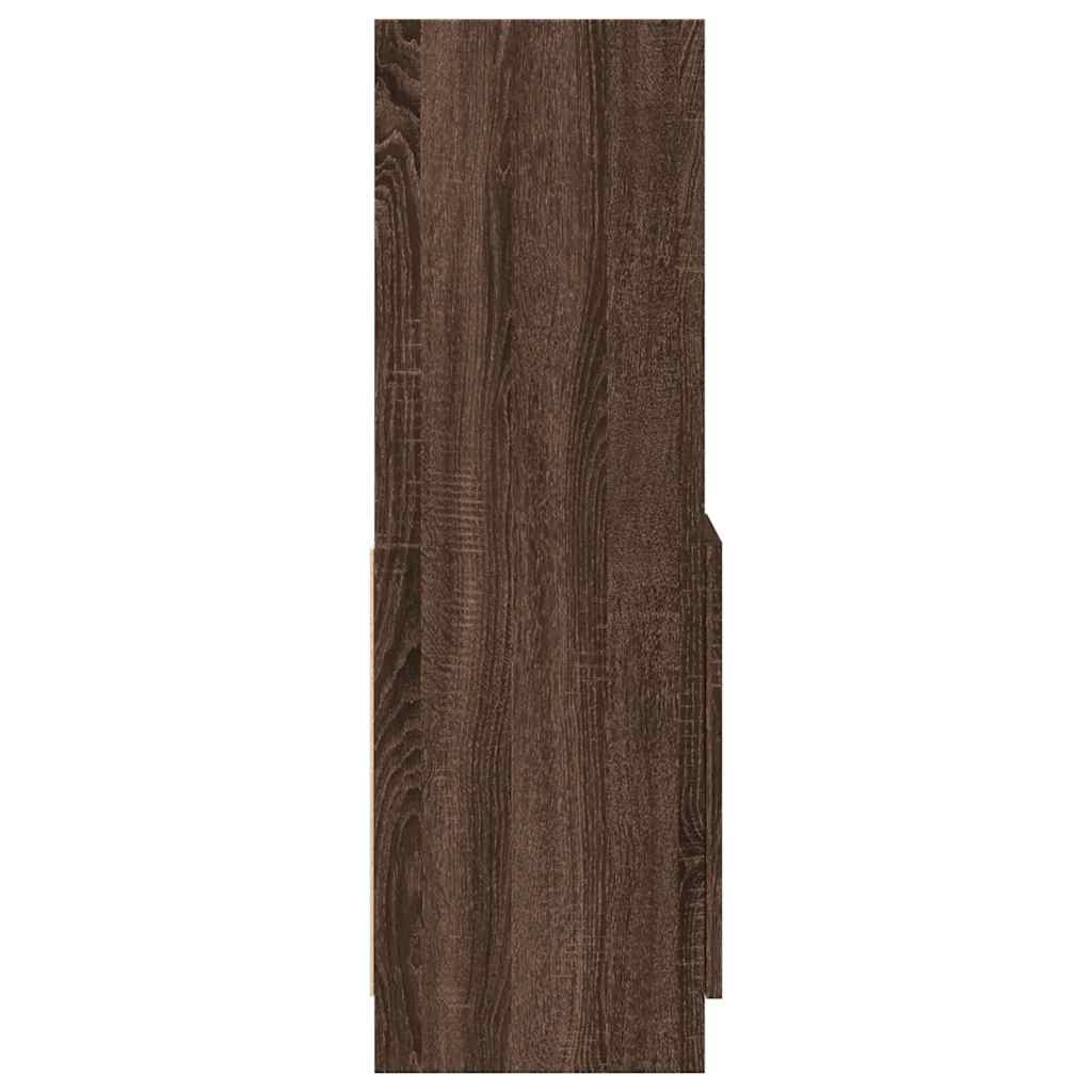 Buffet haut chêne marron 92x33x100 cm bois d'ingénierie - XIOS