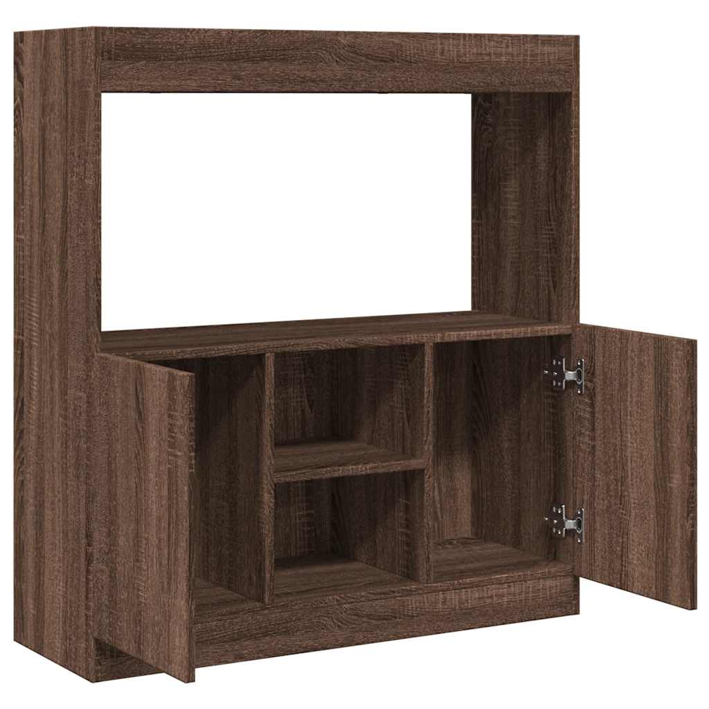 Buffet haut chêne marron 92x33x100 cm bois d'ingénierie - XIOS