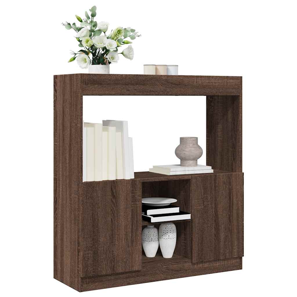 Buffet haut chêne marron 92x33x100 cm bois d'ingénierie - XIOS