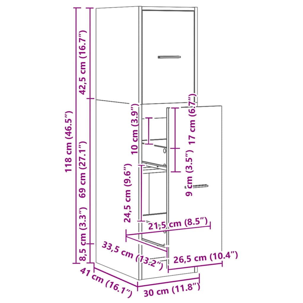 Armoire d'apothicaire chêne artisanal bois d'ingénierie - XIOS