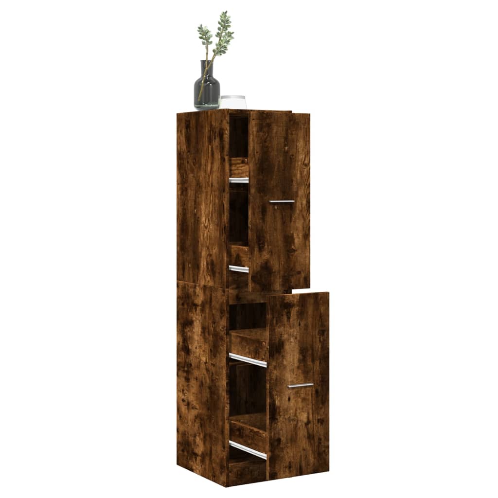 Armoire d'apothicaire chêne fumé 30x41x144,5 cm bois ingénierie - XIOS