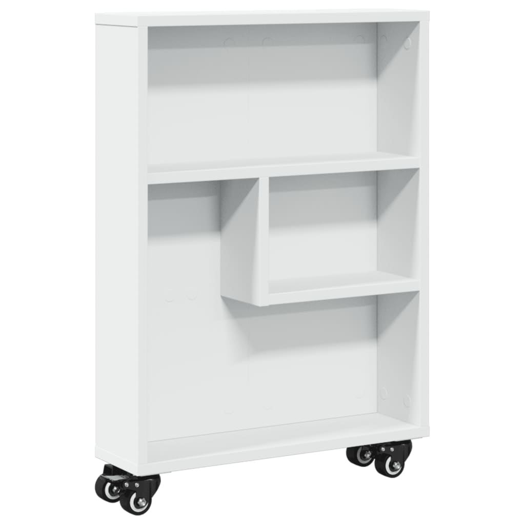 Chariot de rangement étroit blanc 48x13x68 cm bois d'ingénierie - XIOS