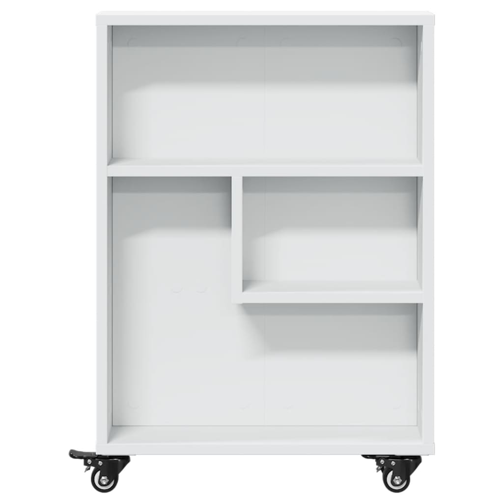 Chariot de rangement étroit blanc 48x13x68 cm bois d'ingénierie