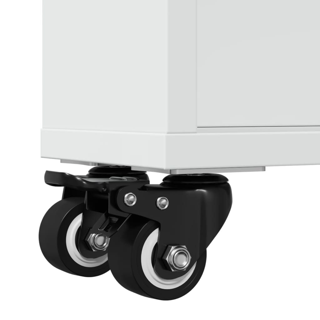 Chariot de rangement étroit blanc 48x13x68 cm bois d'ingénierie - XIOS