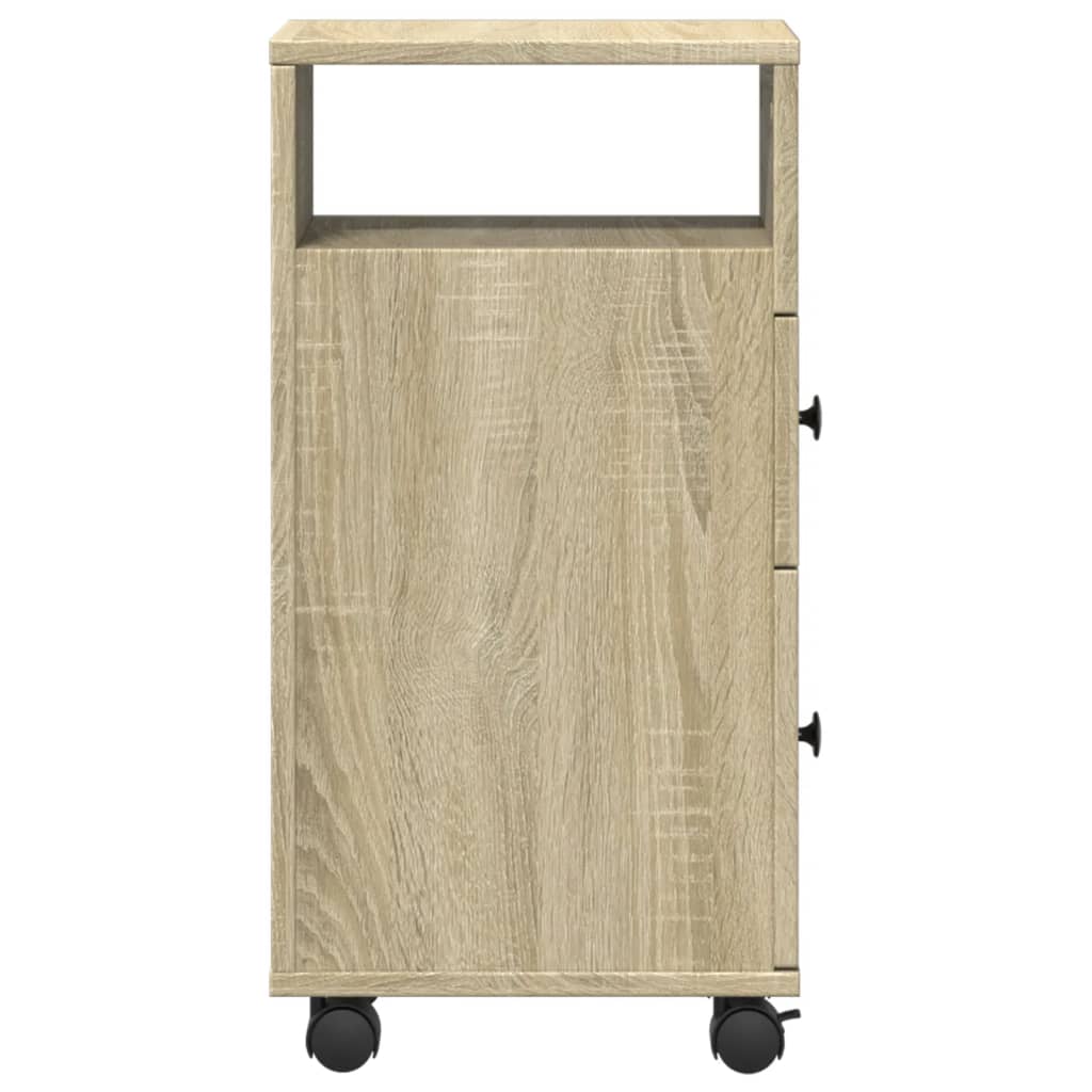 Meuble étroit de salle de bain à roulettes chêne sonoma - XIOS
