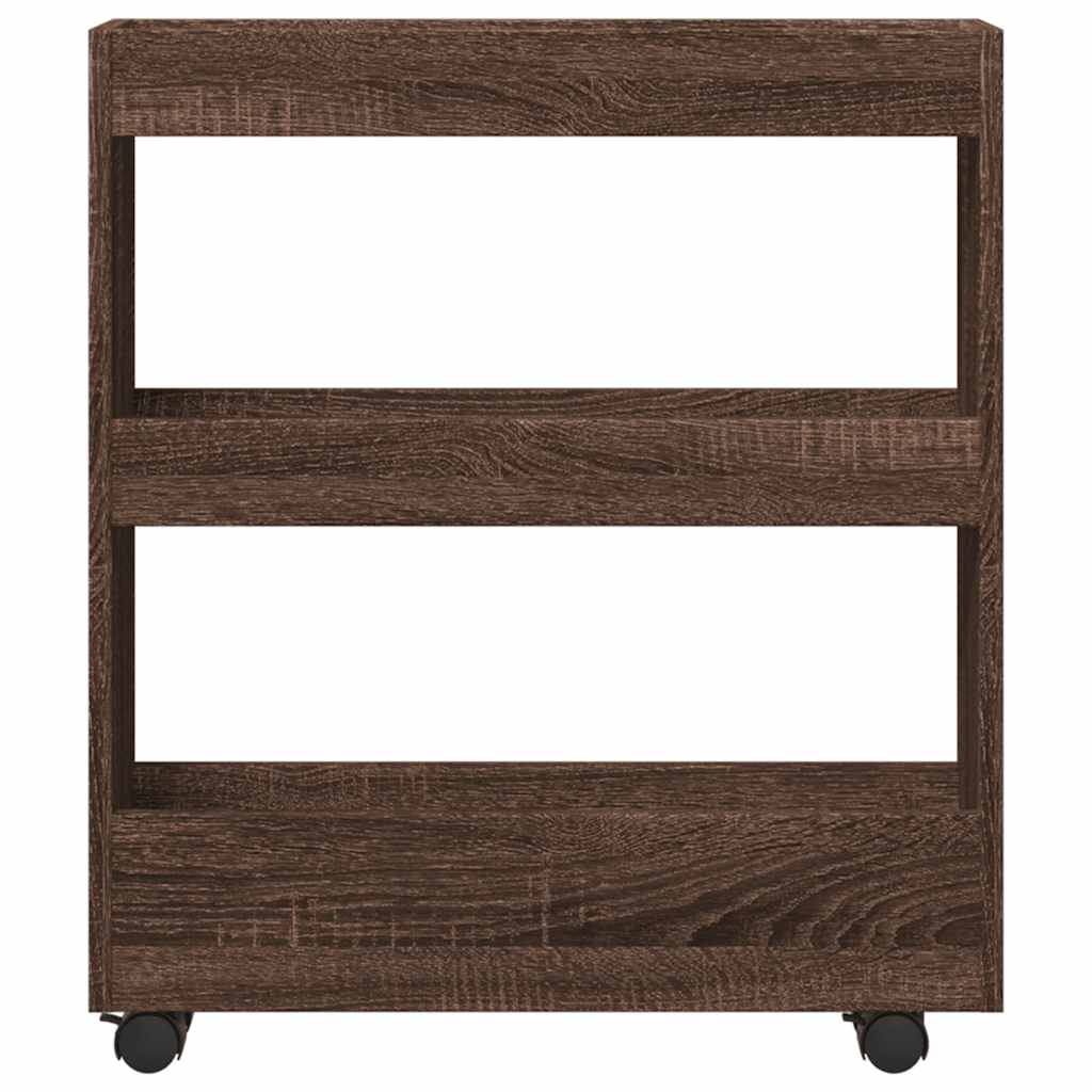 Chariot de rangement étroit 3 niveaux chêne marron - XIOS