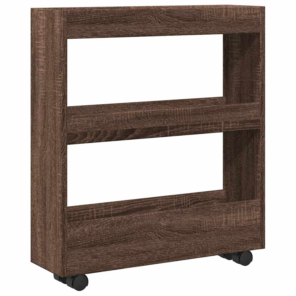 Chariot de rangement étroit 3 niveaux chêne marron - XIOS