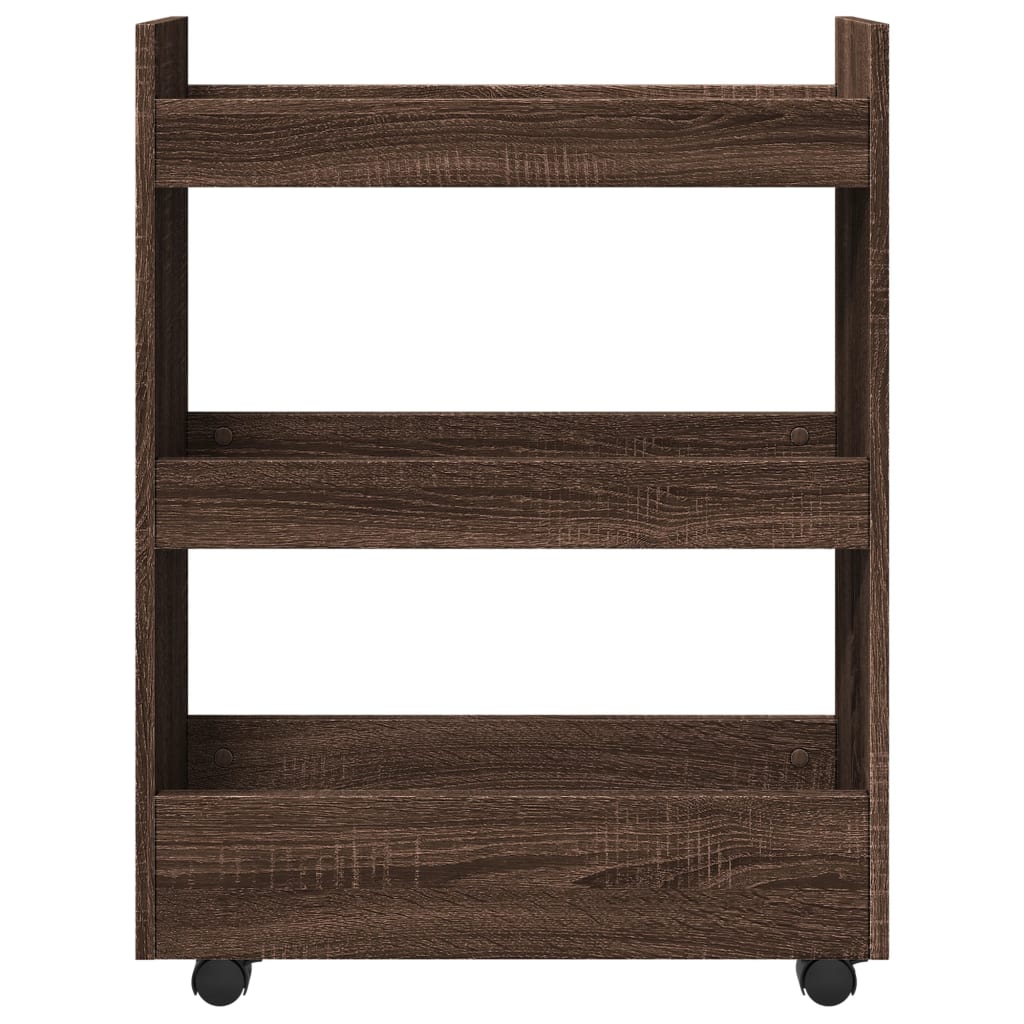 Chariot de rangement étroit 3 niveaux chêne marron - XIOS