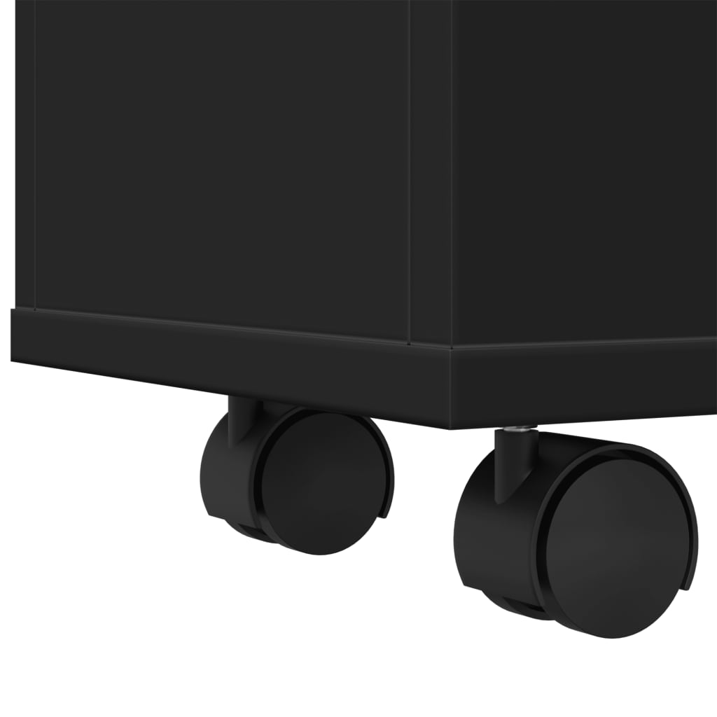 Meuble étroit de salle de bain à roulettes noir - XIOS