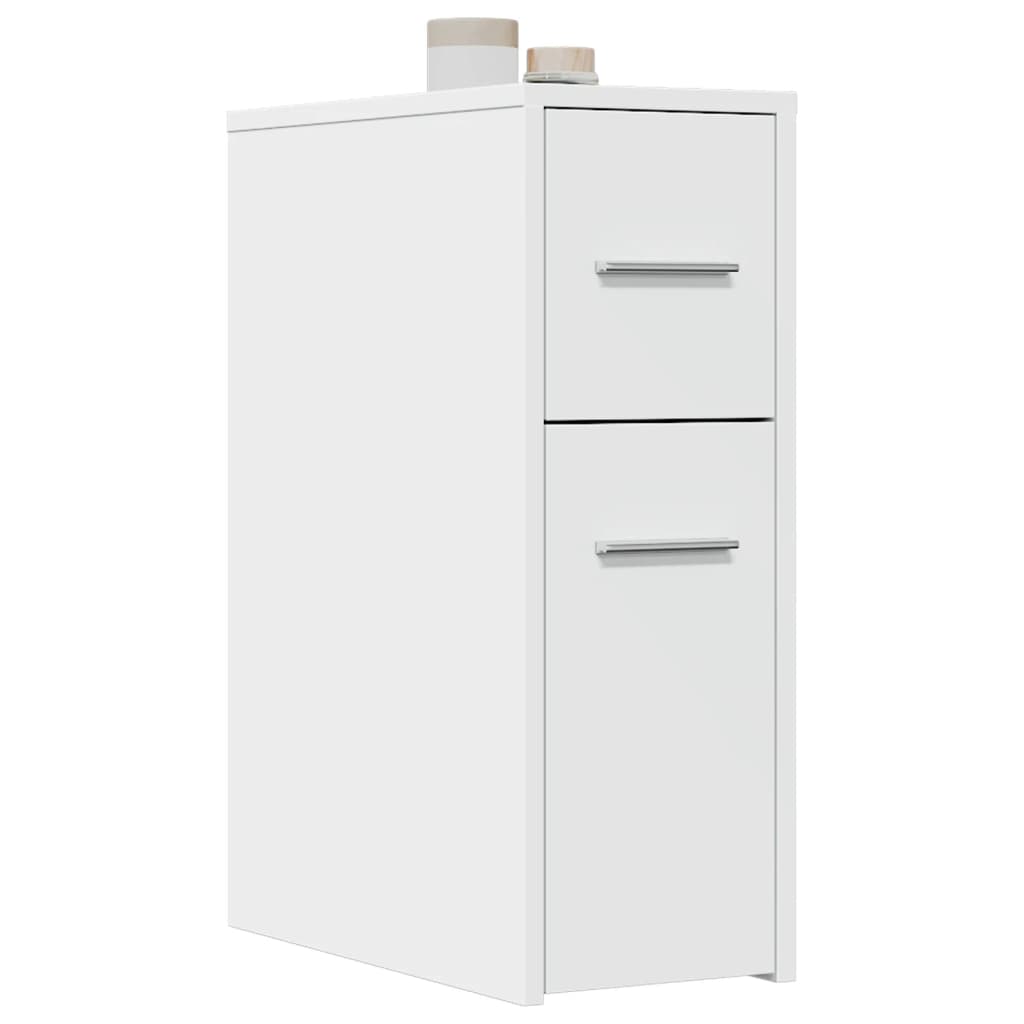 Armoire de salle de bain étroite avec roulettes blanc - XIOS