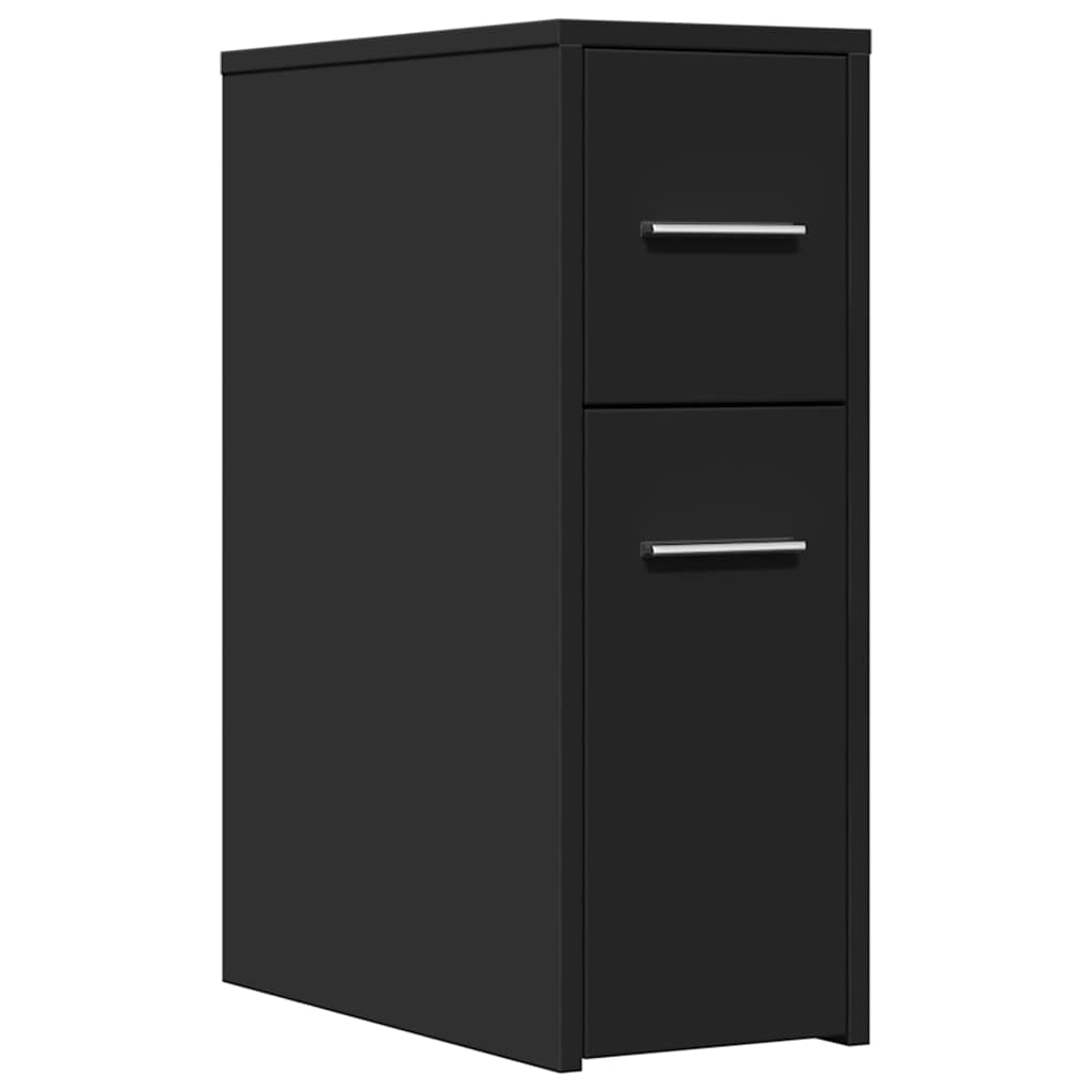 Armoire de salle de bain étroite avec roulettes noir - XIOS
