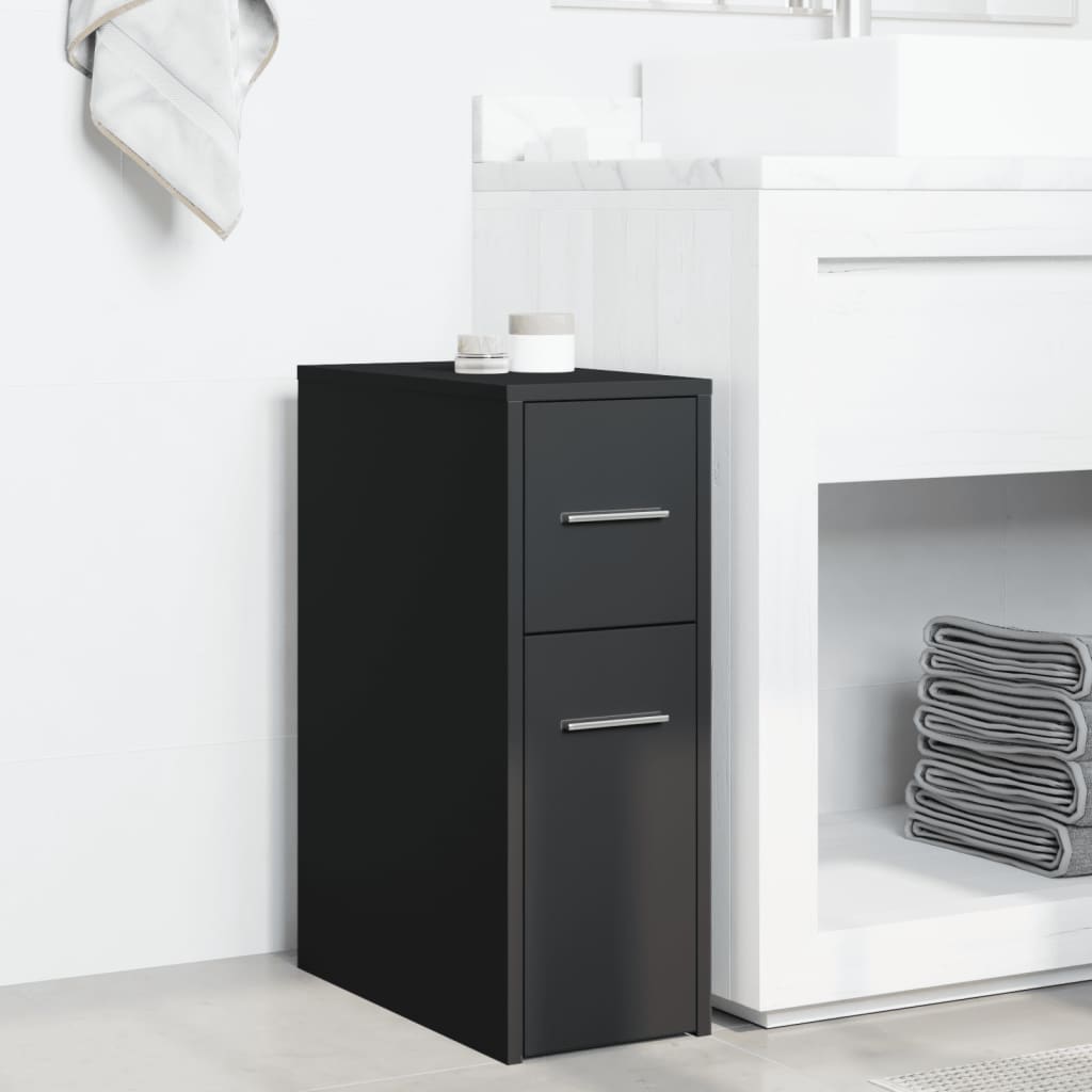 Armoire de salle de bain étroite avec roulettes noir - XIOS