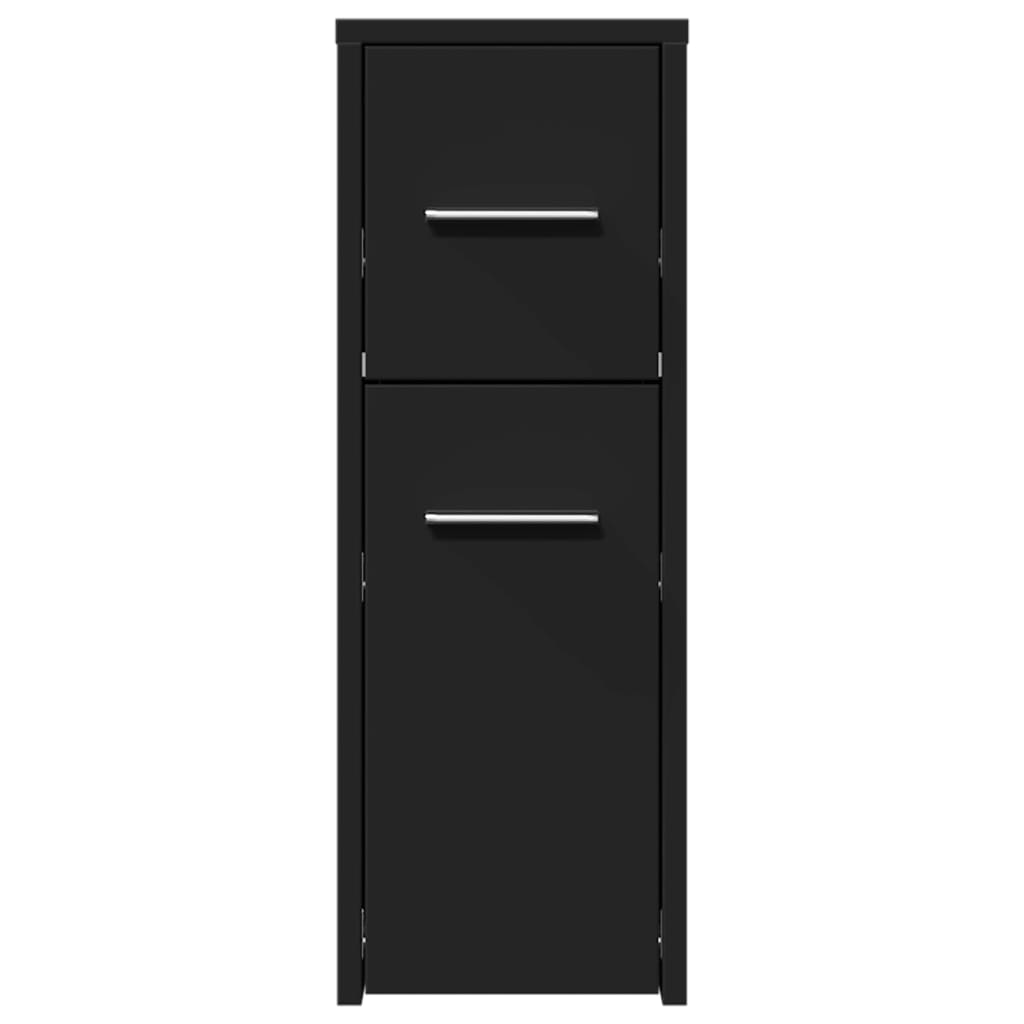 Armoire de salle de bain étroite avec roulettes noir - XIOS