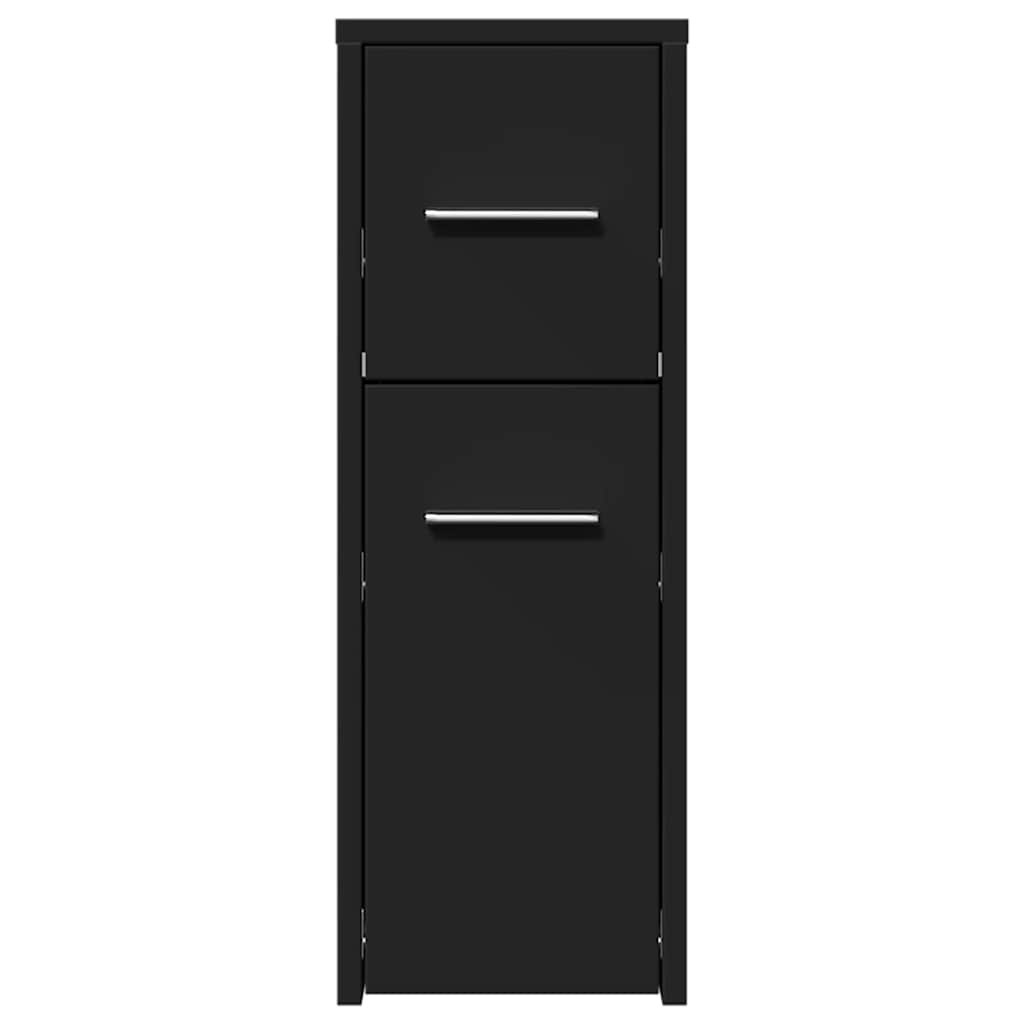 Armoire de salle de bain étroite avec roulettes noir - XIOS