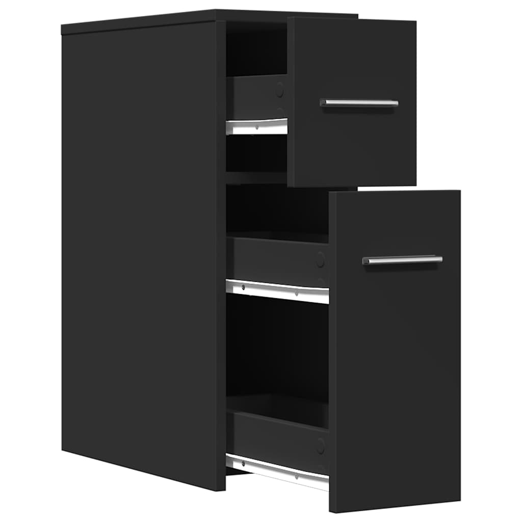 Armoire de salle de bain étroite avec roulettes noir - XIOS