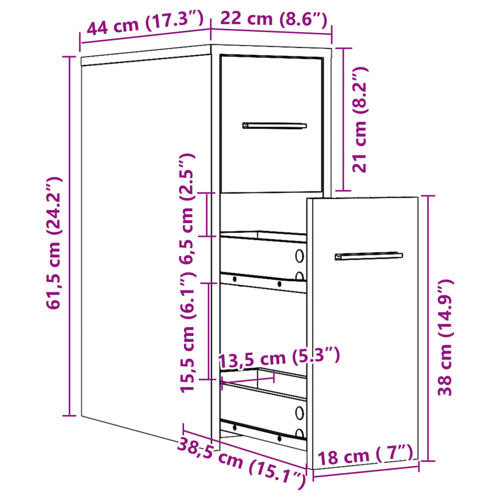 Armoire de salle de bain étroite avec roulettes noir - XIOS