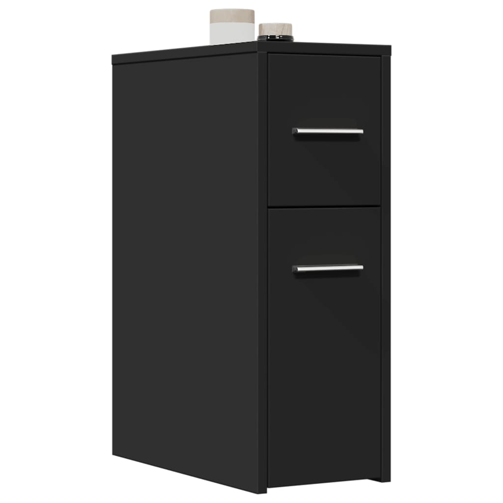 Armoire de salle de bain étroite avec roulettes noir - XIOS