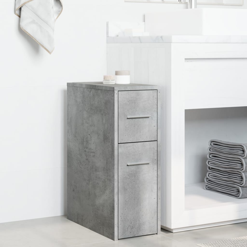 Armoire de salle de bain étroite avec roulettes gris béton - XIOS