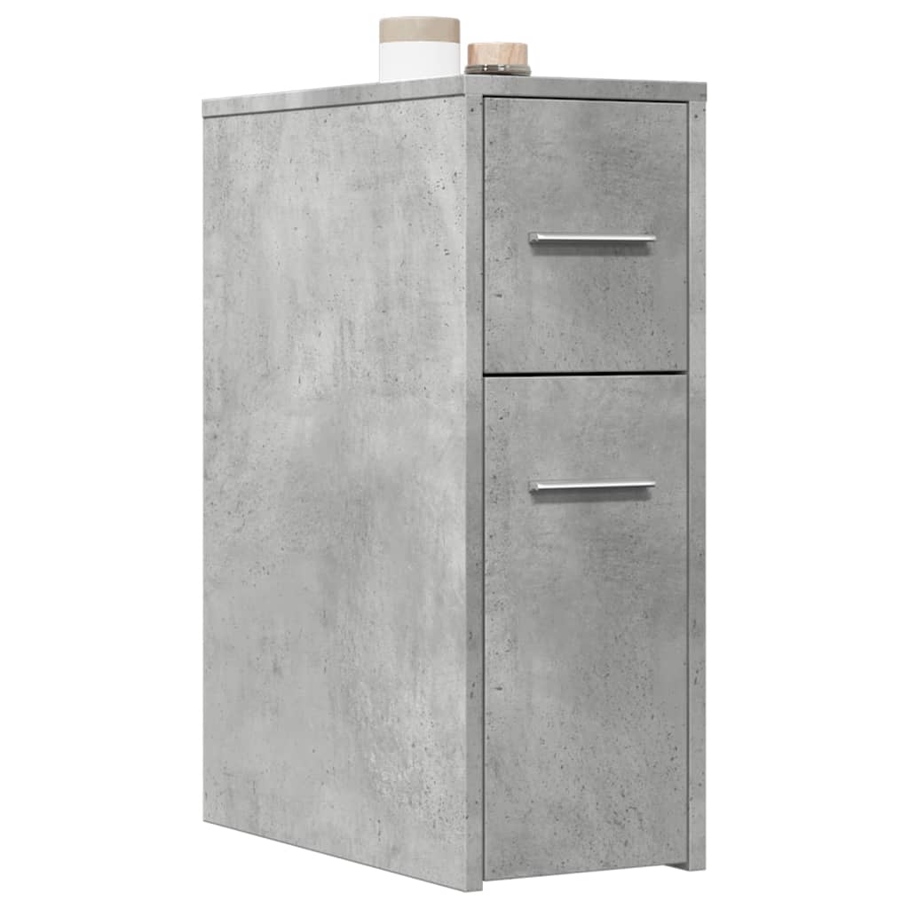 Armoire de salle de bain étroite avec roulettes gris béton - XIOS