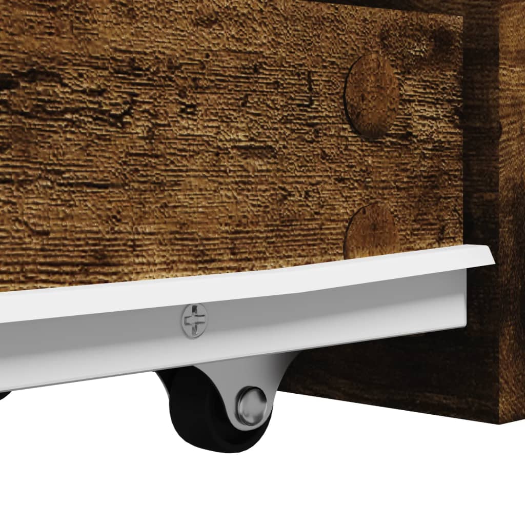 Armoire de salle de bain étroite avec roulettes chêne fumé - XIOS