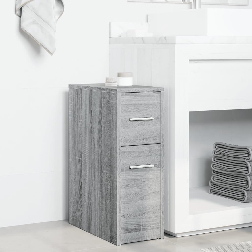 Armoire de salle de bain étroite avec roulettes sonoma gris - XIOS
