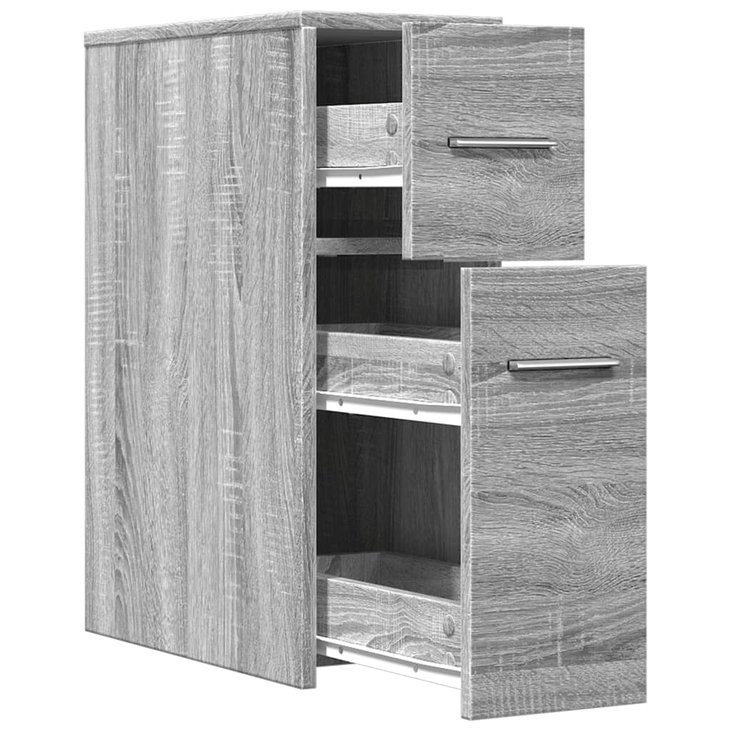 Armoire de salle de bain étroite avec roulettes sonoma gris - XIOS