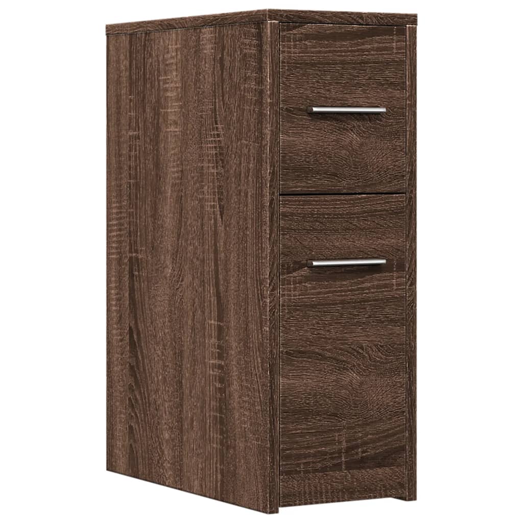 Armoire de salle de bain étroite avec roulettes chêne marron - XIOS