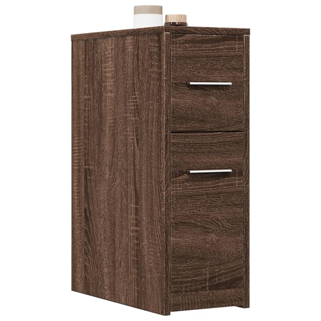 Armoire de salle de bain étroite avec roulettes chêne marron - XIOS