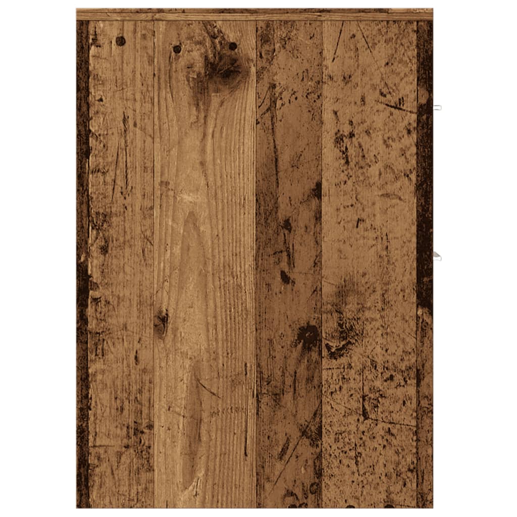 Armoire de salle de bain étroite avec roulettes vieux bois - XIOS