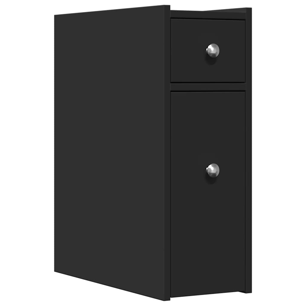 Armoire de salle de bain étroite avec roulettes noir - XIOS
