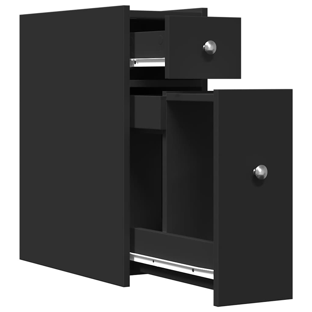 Armoire de salle de bain étroite avec roulettes noir - XIOS